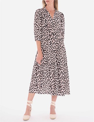 ANIMAL PRINT TIERED DRESS