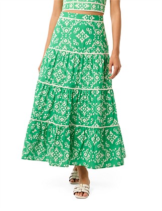 MONA BINDING TIERED MIDI SKIRT