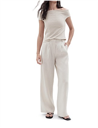 LINEN PLEAT WIDE LEG PANT