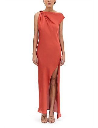 CORAL CHIFFON FORM DRESS