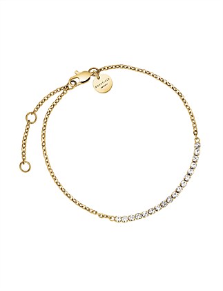 ROSEFIELD TENNIS CRYSTAL CLEAR GOLD BRACELET