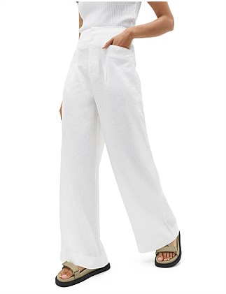 LINEN HIGH RISE PLEAT PANT