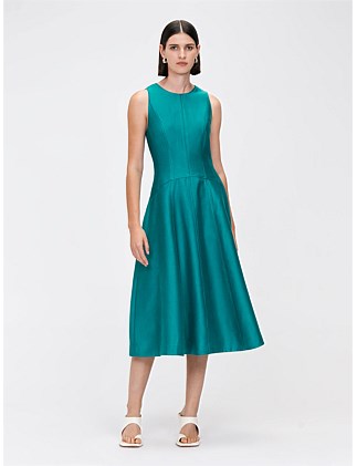 LUXE CREPE PANEL MIDI DRESS