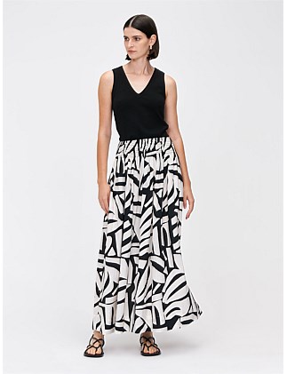 MONOCHROME MOSAIC PRINT SKIRT