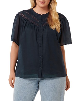 LUKA CURVE TRIMMED YOKE BLOUSE