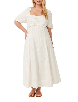 BELLONA CURVE BRODERIE MIDI DRESS