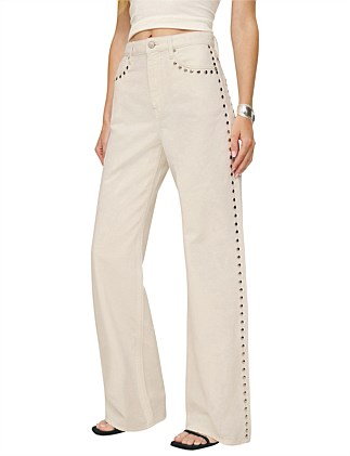 CARY HI-RISE SLOUCHY WIDE LEG JEANS STUDDED