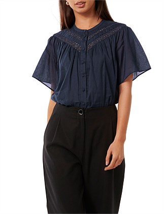 LUKA TRIMMED YOKE BLOUSE