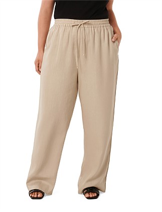 ERIN CURVE LINEN DRAWSTRING STRAIGHT LEG PANTS