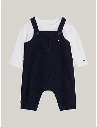 BABY MONOTYPE CORD DUNGAREE SET