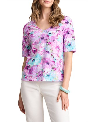 DEEP V PRINTED T-SHIRT - MULTI