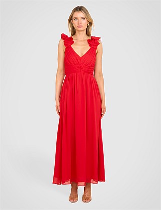 CICERO RUFFLE SHOULDER DRESS