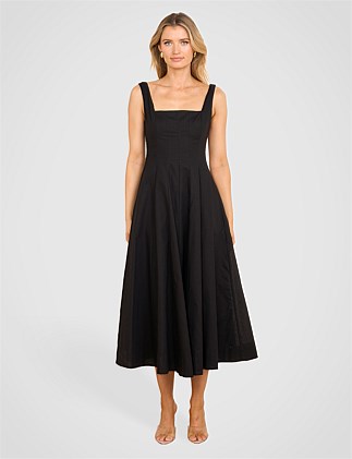 RAPHERA SQUARE NECK MIDI DRESS