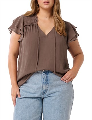 YUNA CURVE FRILL SHELL BLOUSE