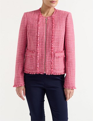 COLLARLESS FRINGED JACKET