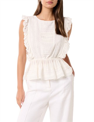 ROSE RUFFLE SLEEVES TOP