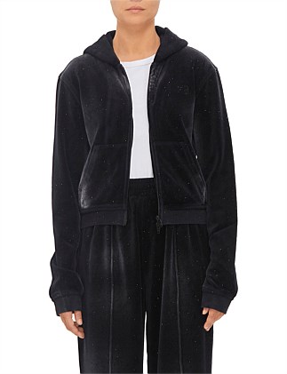 SHRUNKEN ZIP UP W/ ALLOVER HOTFIX