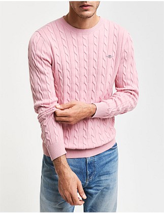 Cotton Cable Knit Crew Neck Sweater