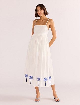 ISADORA EMBROIDERED MIDI DRESS