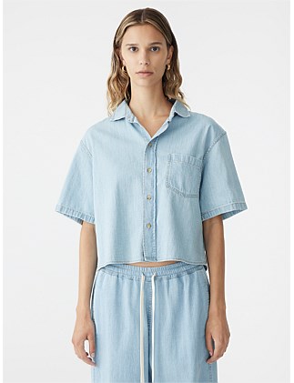 organic denim cropped shirt