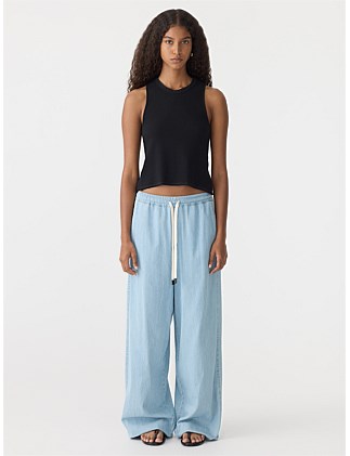 organic denim wide leg pant