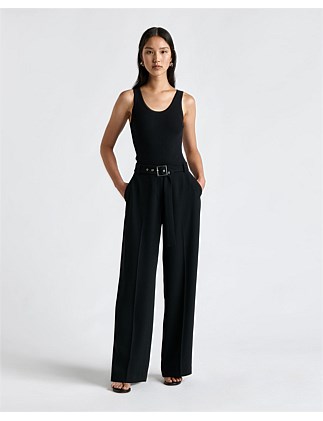 BELTED FLAT FRONT PANT