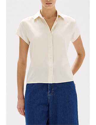 Karri Silk Short Sleeve Shirt Cream