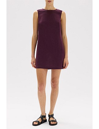 Bridget Silk Linen Mini Dress Fig