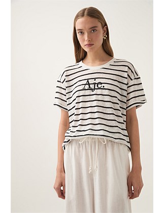 Perela Stripe Logo Tee