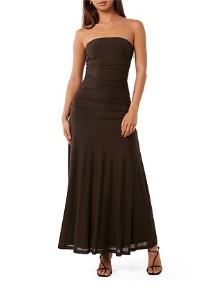 RAVEN STRAPLESS MESH MAXI DRESS