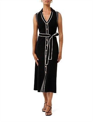 ADELINE PETITE SLEEVELESS KNIT MIDI DRESS