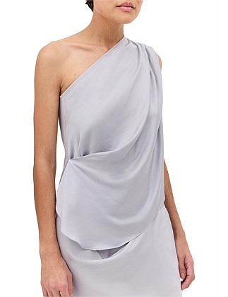 SILVER SATIN ANTONIA TOP