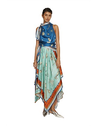 SURREALIST SUMMER SCARF MIDI DRESS