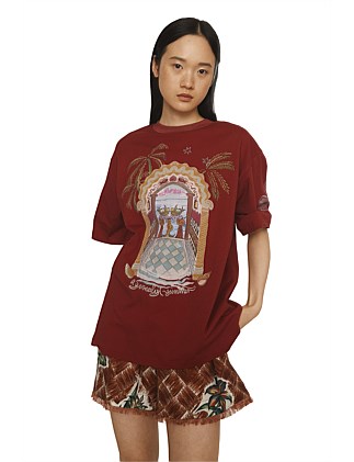 SURREALIST SUMMER BURGUNDY TEE