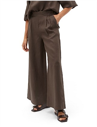 LINEN BUTTON TAB PANT