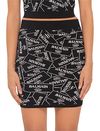 ALL OVER BALMAIN KNIT SHORT SKIRT