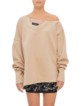 ASYMETRIC OPEN SHOULDER JERSEY SWEATSHIRT