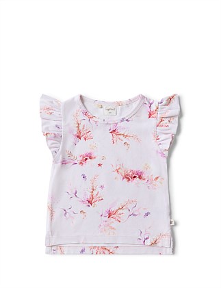 Coral Organic T-Shirt with Frill