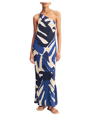 Edward Silk One Shoulder Cowl Maxi Dress