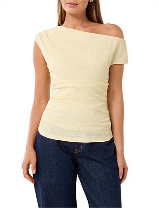 HALLIE RUCHED OFF SHOULDER TOP