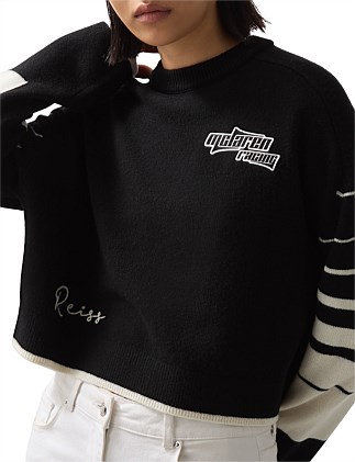 Reiss X Mclaren Long Sleeve Racing Cropped Jumper