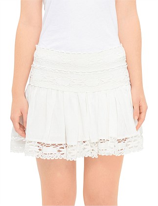 VIOLANA DROP WAIST LACE HEM MINI SKIRT