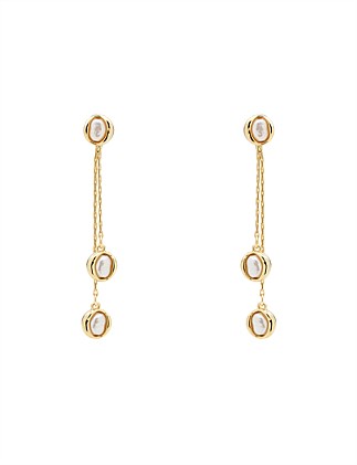 DOUBLE CHAIN PEARL DROP EARRING