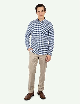 Slim Fit Stretch Non-Iron Oxford Button Down Collar Gingham Sport Shirt