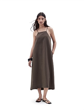 LINEN BLEND SLIP DRESS