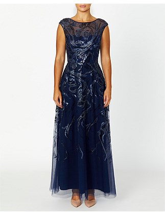 CATALINA NAVY SEQUIN GOWN