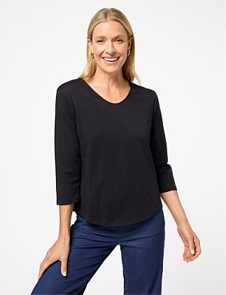 CLEO COTTON 3/4 SLEEVE TOP