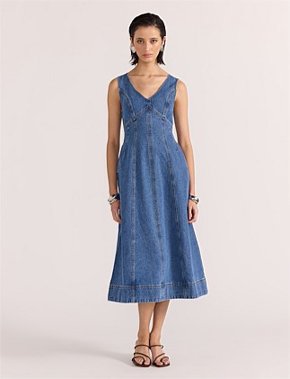 ALDEN DENIM MIDI DRESS