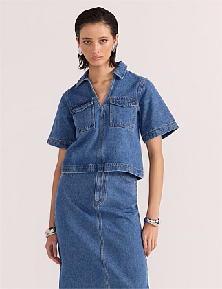 ALDEN CROP DENIM SHIRT