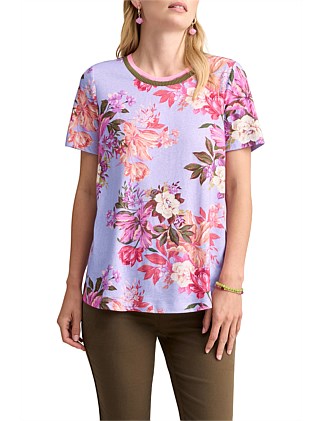 LINEN COTTON T-SHIRT - SPLICED FLORAL